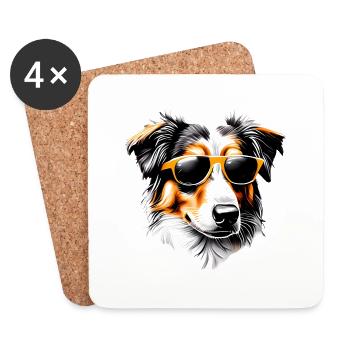 Australian Shepherd Dog Owner Dog Puppy - Coasters (set of 4) - white - Front