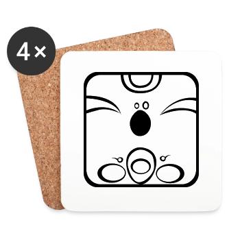 11 Kin Maya Singe BKL - Dessous de verre (lot de 4) - blanc - Devant