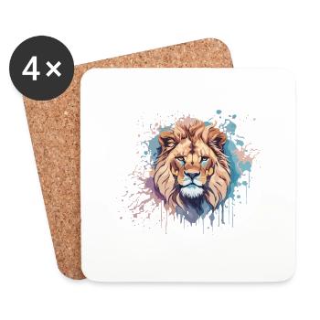 Colorful Lion - Coasters (set of 4) - white - Front