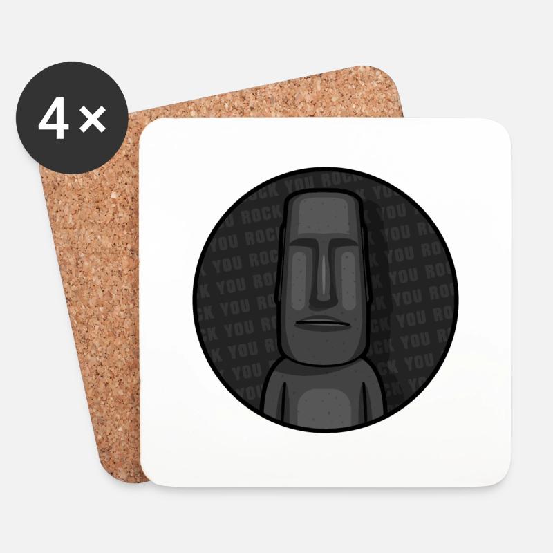 You Rock - Moai Statur - Untersetzer (4er-Set) - Weiß