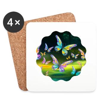 Papillons - Dessous de verre (lot de 4) - blanc - Devant