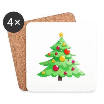 Weihnachtsbaum Geschenk Tannenbaum Weihnachten - Untersetzer (4er-Set) - Weiß - Vorne