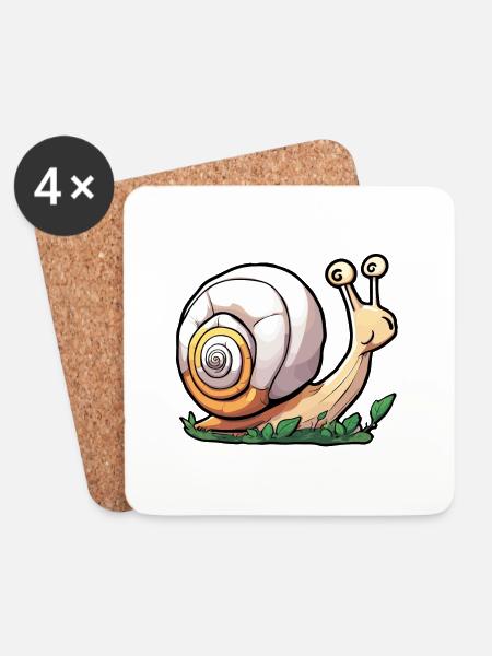 Schnecke / Tier / kriechen / Schleimig / langsam - Untersetzer (4er-Set) - Weiß