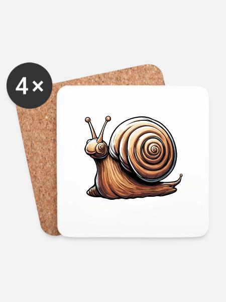 Schnecke / Tier / kriechen / Schleimig / langsam - Untersetzer (4er-Set) - Weiß