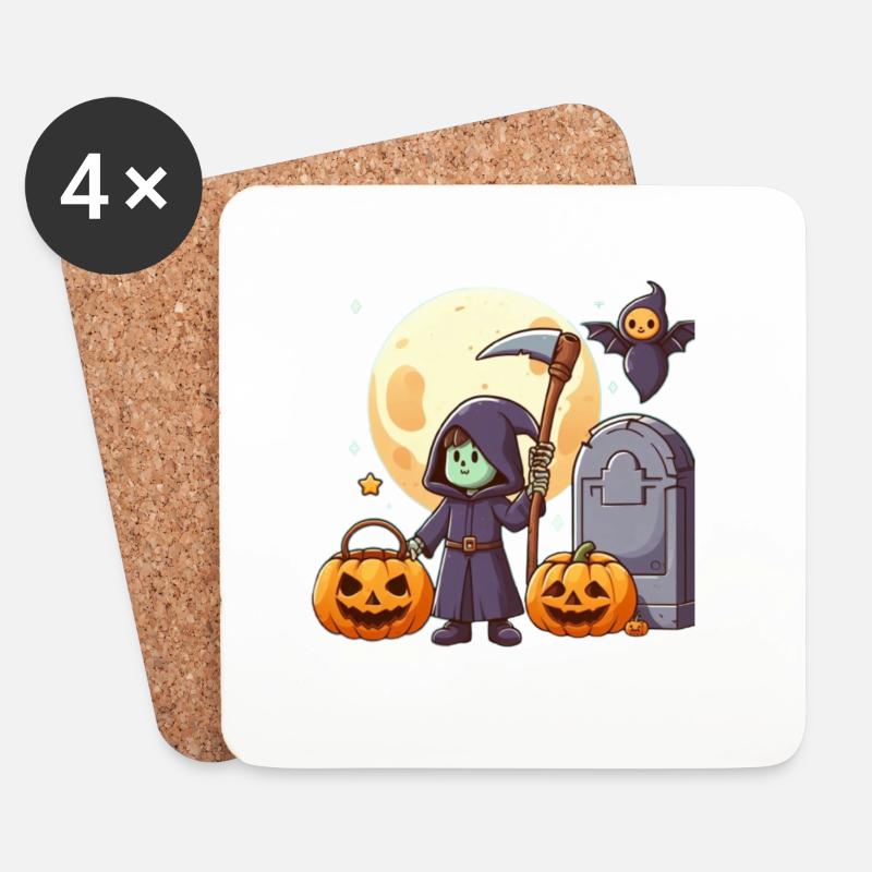 Halloween-Monster - Untersetzer (4er-Set) - Weiß