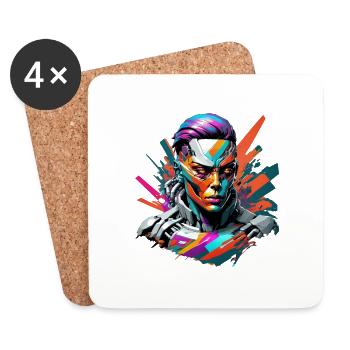 Cyborg - Untersetzer (4er-Set) - Weiß - Vorne