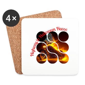 Flaming Biker, Halloween Fire - Coasters (set of 4) - white - Front