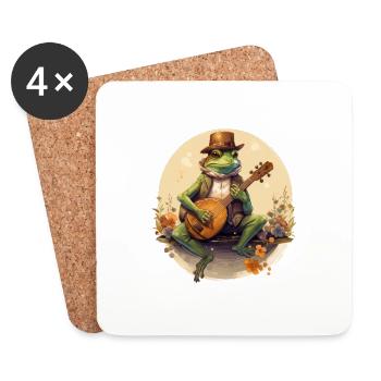 frog banjo cottagecore - Coasters (set of 4) - white - Front