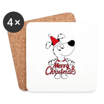 HUND - WEIHNACHTEN - HUNDE - TIER - TIERISCH - GUT - Untersetzer (4er-Set) - Weiß - Vorne