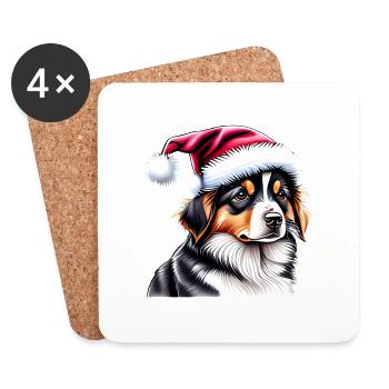 Berger australien Chien de Noël Propriétaire - Dessous de verre (lot de 4) - blanc - Devant