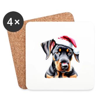 Doberman Christmas Dog X-Mas Doberman Trainer - Coasters (set of 4) - white - Front
