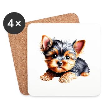 Puppy Yorkshire Terrier Dog Owner Dog - Coasters (set of 4) - white - Front