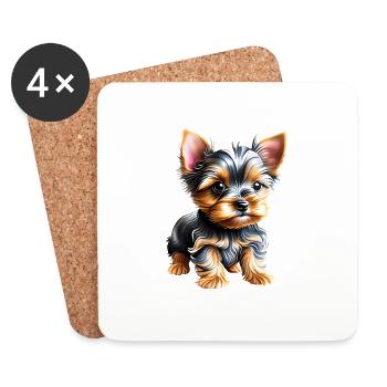 Dog Owner Yorkshire Terrier Puppy Dog - Coasters (set of 4) - white - Front