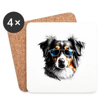 Puppy Australian Shepherd Dog Owner - Coasters (set of 4) - white - Front