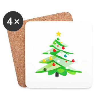 Weihnachtsbaum Tannenbaum Weihnachten Geschenk - Untersetzer (4er-Set) - Weiß - Vorne