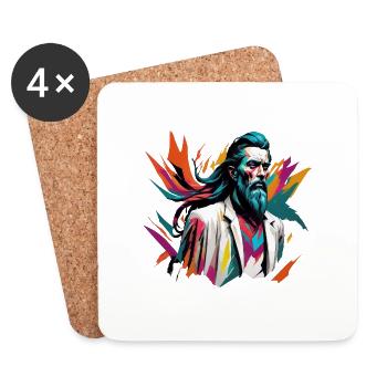 Man Beard - Untersetzer (4er-Set) - Weiß - Vorne