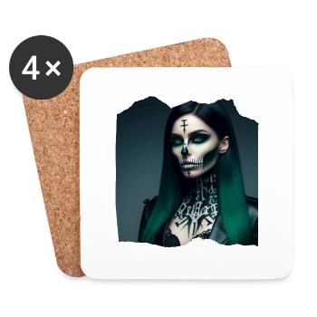 Witch Macabre Dark Spooky Nightmare Signs - Coasters (set of 4) - white - Front