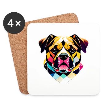 Propriétaire de chien Bouledogue Chien Chien Propriétaire de chien - Dessous de verre (lot de 4) - blanc - Devant