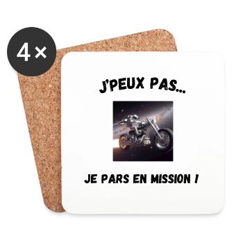 J'peux pas... je pars en mission ! - Dessous de verre (lot de 4) - blanc - Devant