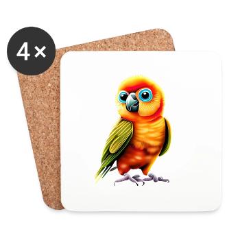 Perruche Oiseau Cockatiel Propriétaire d’oiseau - Dessous de verre (lot de 4) - blanc - Devant