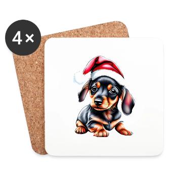 Dachshund Puppy X-Mas Dachshund Christmas Dog - Coasters (set of 4) - white - Front