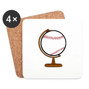 BASEBALL - WELT - GLOBUS - SPORT - SPORTART - Untersetzer (4er-Set) - Weiß - Vorne