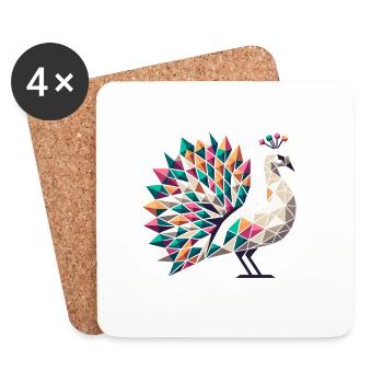 Pfau //peacock - Untersetzer (4er-Set) - Weiß - Vorne