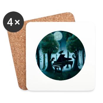 Piano dans la forêt - Dessous de verre (lot de 4) - blanc - Devant