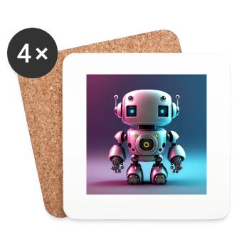 Joyeux Halloween robot mignon effrayant drôle effrayant effrayant - Dessous de verre (lot de 4) - blanc - Devant