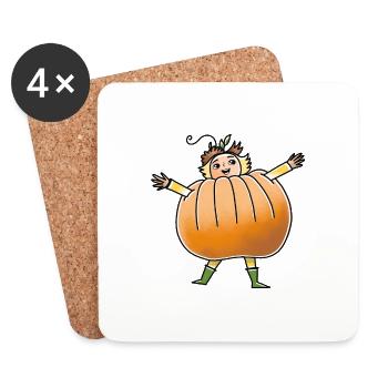 Fille dans un costume de citrouille - Dessous de verre (lot de 4) - blanc - Devant