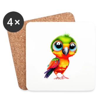 Propriétaire d’oiseau perruche oiseau calopsitte calopsitte - Dessous de verre (lot de 4) - blanc - Devant