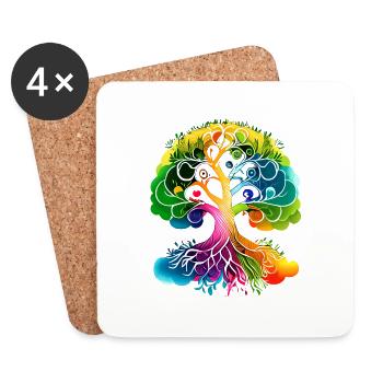 Tree of Life Yoga Tree of Life Meditation - Coasters (set of 4) - white - Front