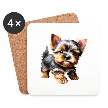 Dog Owner Yorkshire Terrier Puppy Dog - Coasters (set of 4) - white - Front
