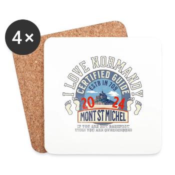 I love Normandy and Mt St Michel - Coasters (set of 4) - white - Front