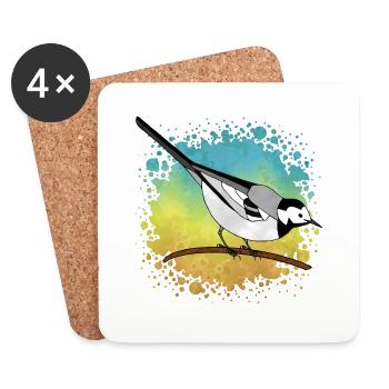 Oiseau - Dessous de verre (lot de 4) - blanc - Devant