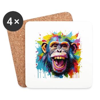 Le rire du singe - Dessous de verre (lot de 4) - blanc - Devant