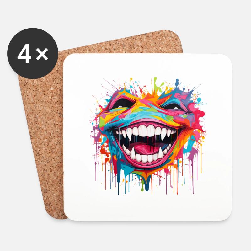 verrücktes Lachen - Untersetzer (4er-Set) - Weiß