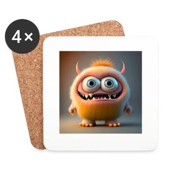 Joyeux Halloween mignon monstre langue sur effrayant amusant - Dessous de verre (lot de 4) - blanc - Devant