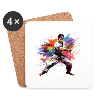 Karaté coloré - Dessous de verre (lot de 4) - blanc - Devant