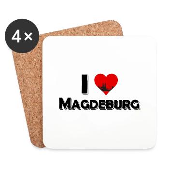Das Magdeburg T-Shirt - I Love Magdeburg - Untersetzer (4er-Set) - Weiß - Vorne