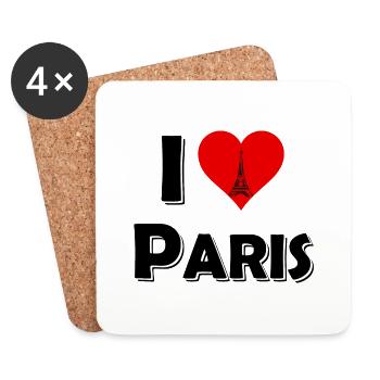 Das Paris T-Shirt - I Love Paris - Untersetzer (4er-Set) - Weiß - Vorne