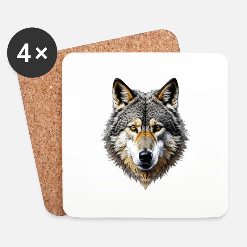 Der graue Wolf, die Macht des Wolfes - Untersetzer (4er-Set) - Weiß
