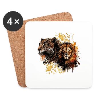 Lion and cheetah painting - Coasters (set of 4) - white - Front