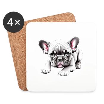 Chien Bouledogue Chiens Propriétaire De Chien Propriétaire De Chien - Dessous de verre (lot de 4) - blanc - Devant