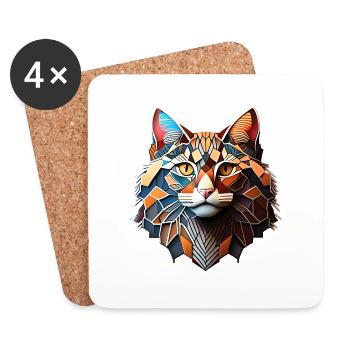 Chat Maine Coon Propriétaire Chat Chaton - Dessous de verre (lot de 4) - blanc - Devant