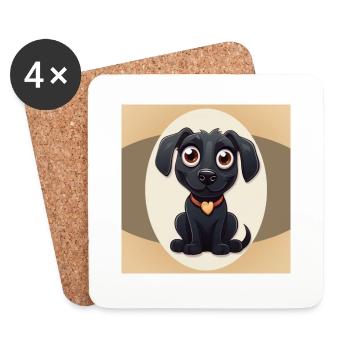 Hund Karikatur 6 - Untersetzer (4er-Set) - Weiß - Vorne