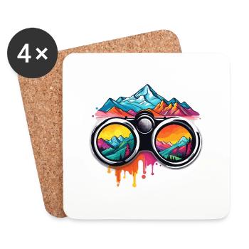 Binoculars / Observation / Observation / Adventure - Coasters (set of 4) - white - Front