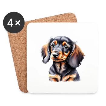 Dackelwelpe Hundehalter Dachshund Hund Hunde - Untersetzer (4er-Set) - Weiß - Vorne