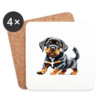 Rottweiler Chien Rottweiler Chiot Chiens Chien Chiot - Dessous de verre (lot de 4) - blanc - Devant