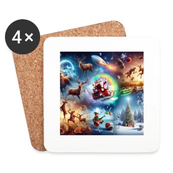 Christmas Midnight Mass Gifts Christmas Tree Santa Claus - Coasters (set of 4) - white - Front